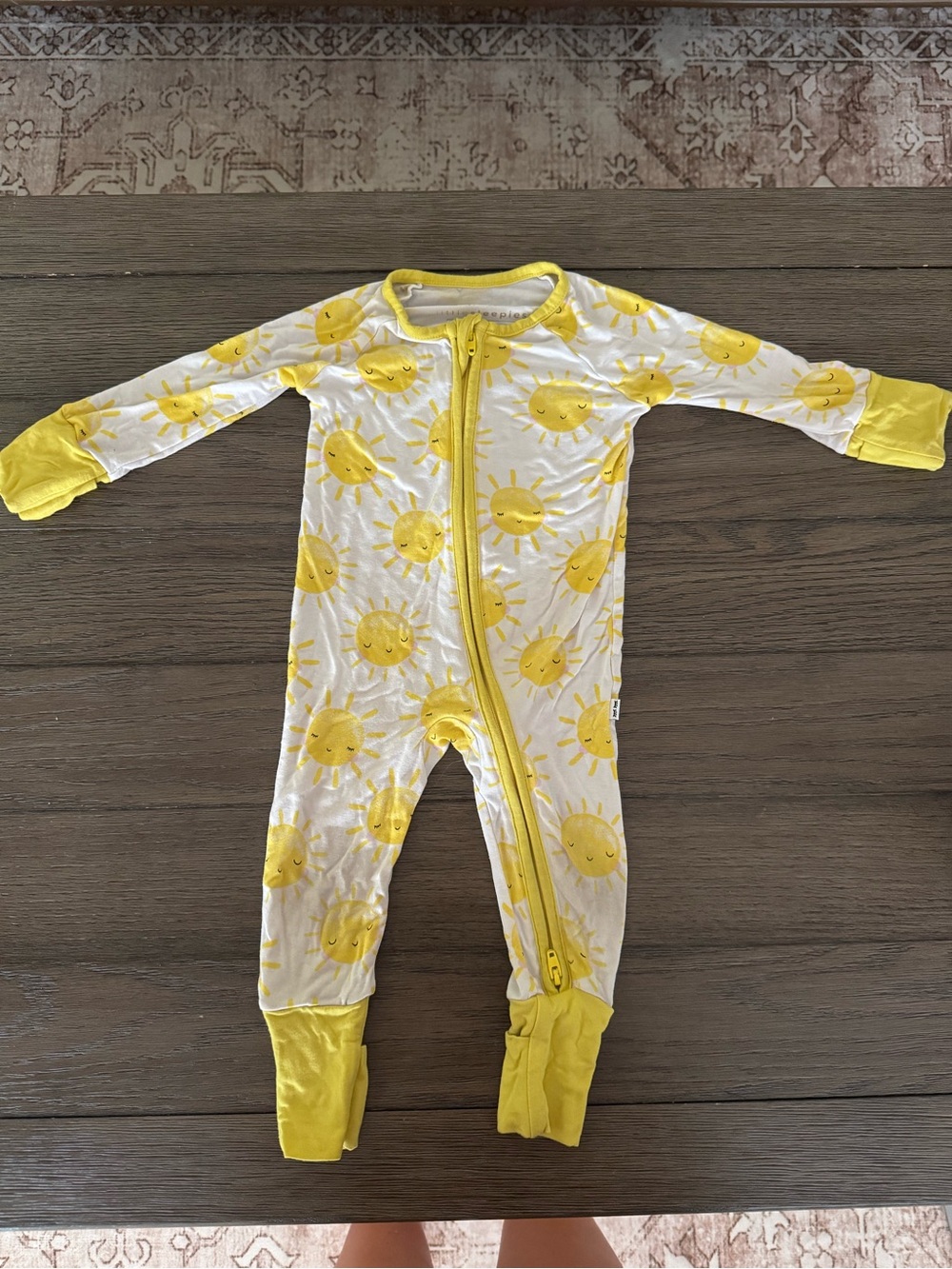 Kids Yellow Sun Print One-Piece Zipper Pajamas